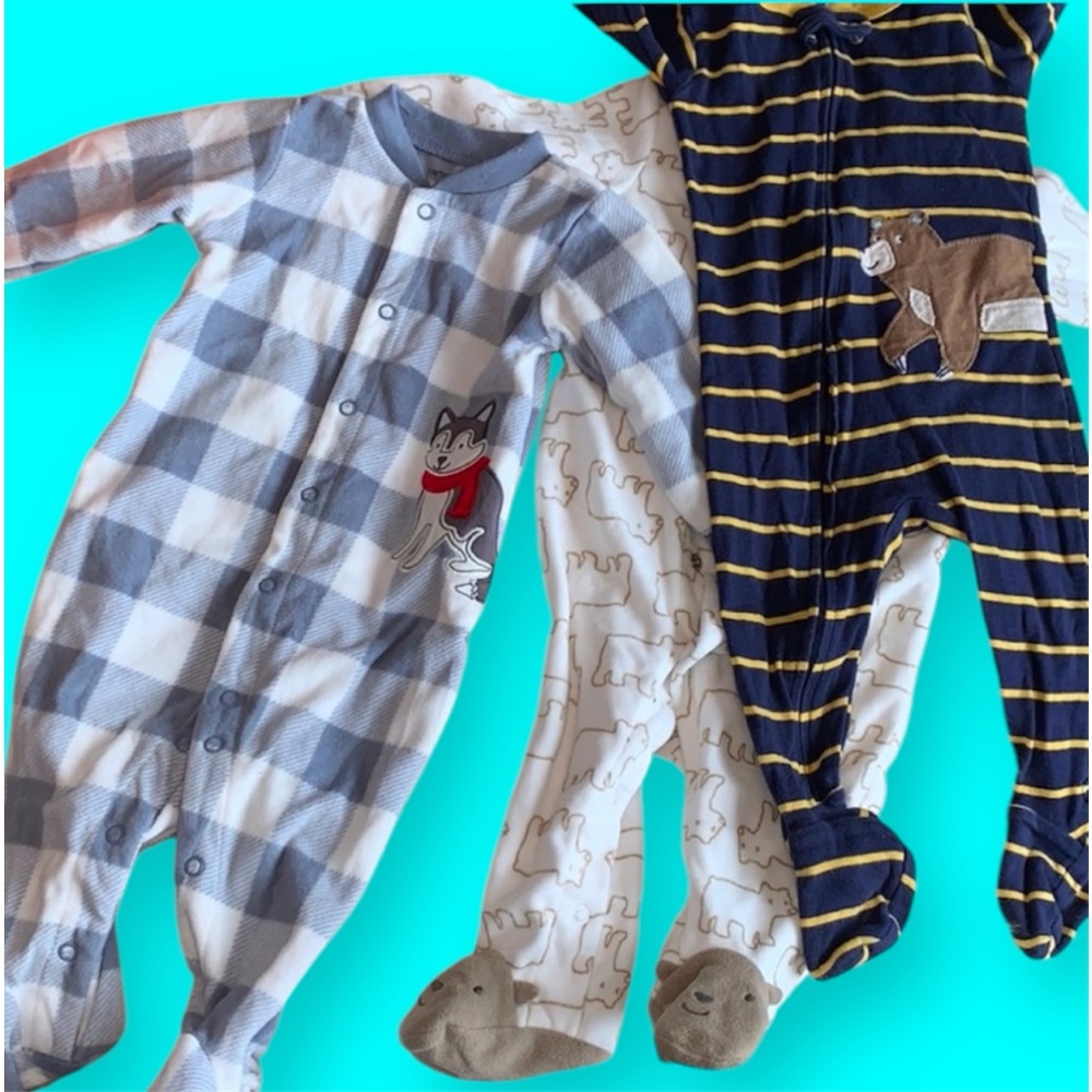 Set of 3 sleepers bear and husky